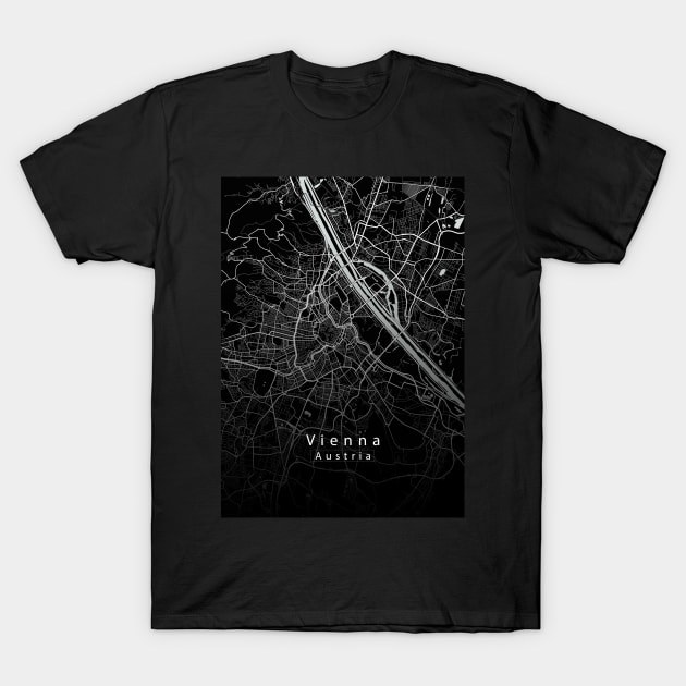 Vienna Austria City Map dark T-Shirt by Robin-Niemczyk